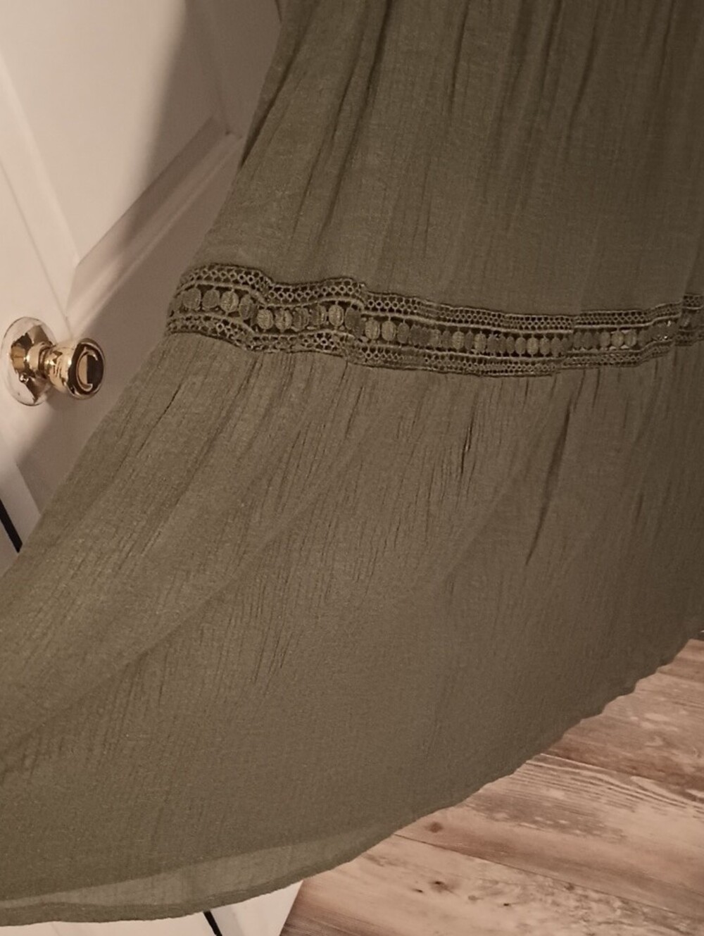 Indigo Rose Sleeveless Olive Maxi Dress with Lace Trim - Picture 6 of 10
